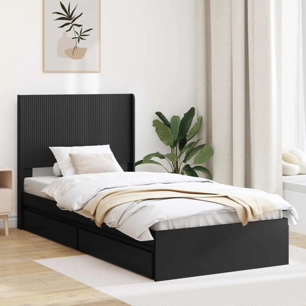 Struttura del letto con stoccaggio e testata Nero 90 x 190 cm 3414062
