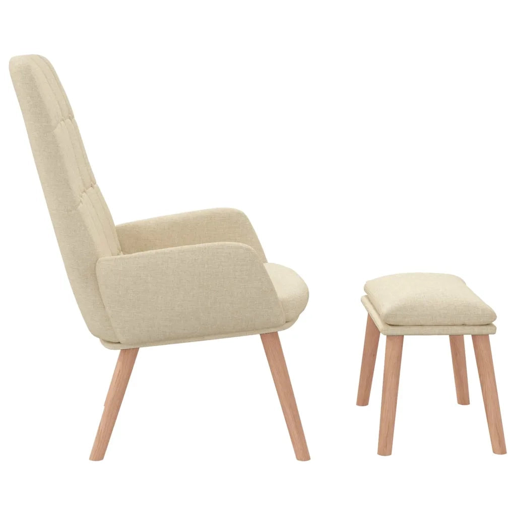 Poltrona Relax con Poggiapiedi Crema in Tessuto 3315151