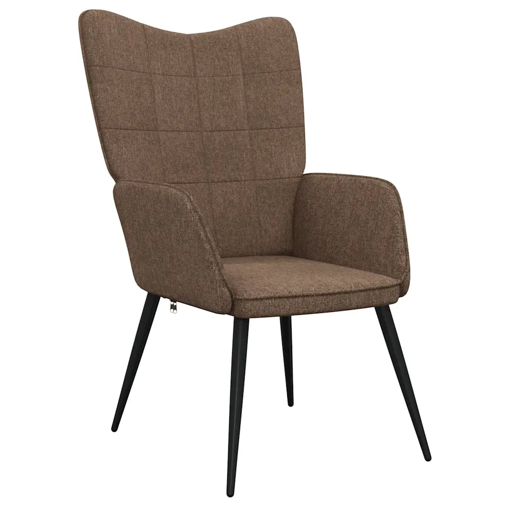 Sedia Relax con Sgabello Marrone in Tessuto 327955