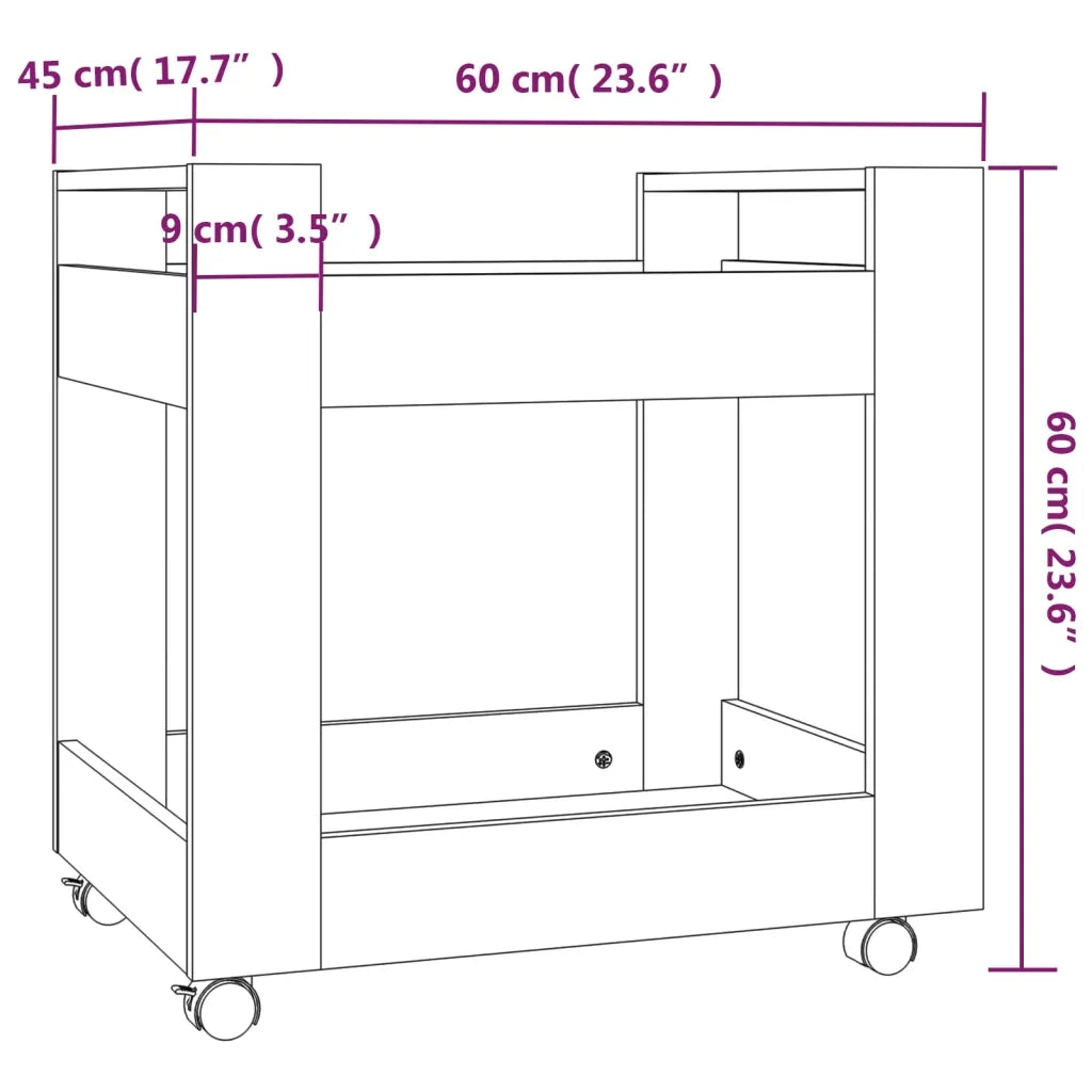 Carrello per Scrivania bianco 60x45x60 cm in Legno Multistrato 816600