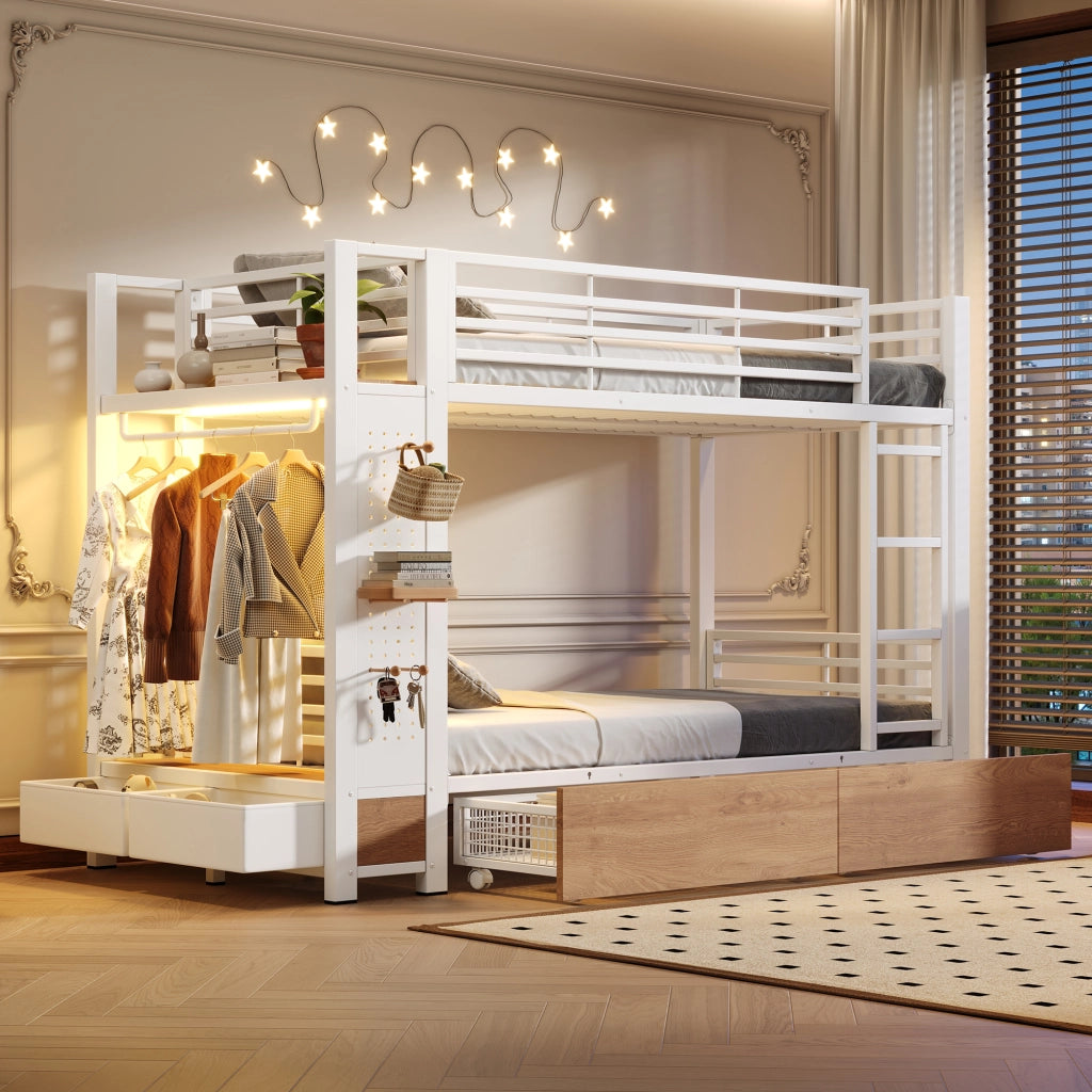 letto a castello mdf metallo bianco 90 x 200 cm