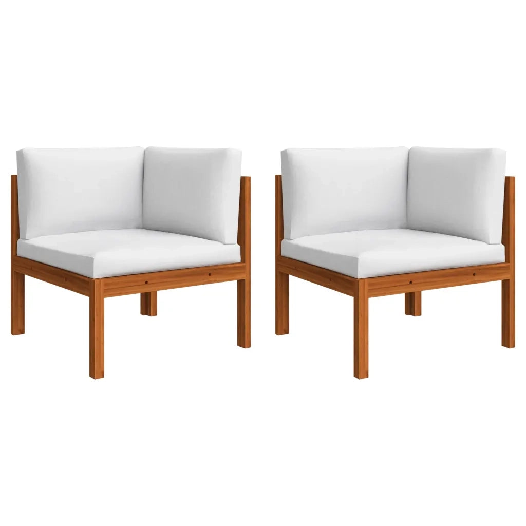 Set da giardino 6 pezzi con cuscini in legno crema, acacia e corda