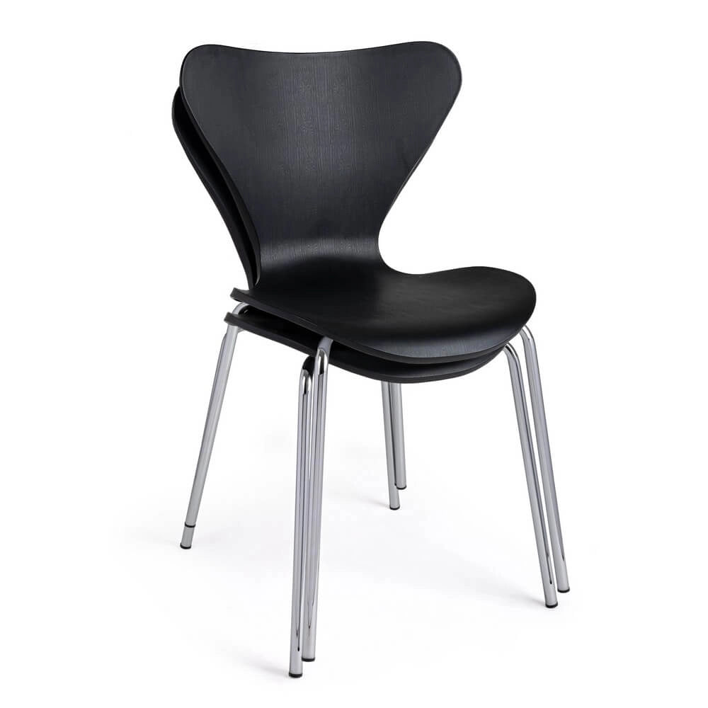 Set di 4 Sedie Impilabili con Seduta in Plastica e Gambe Cromate - LINDSAY