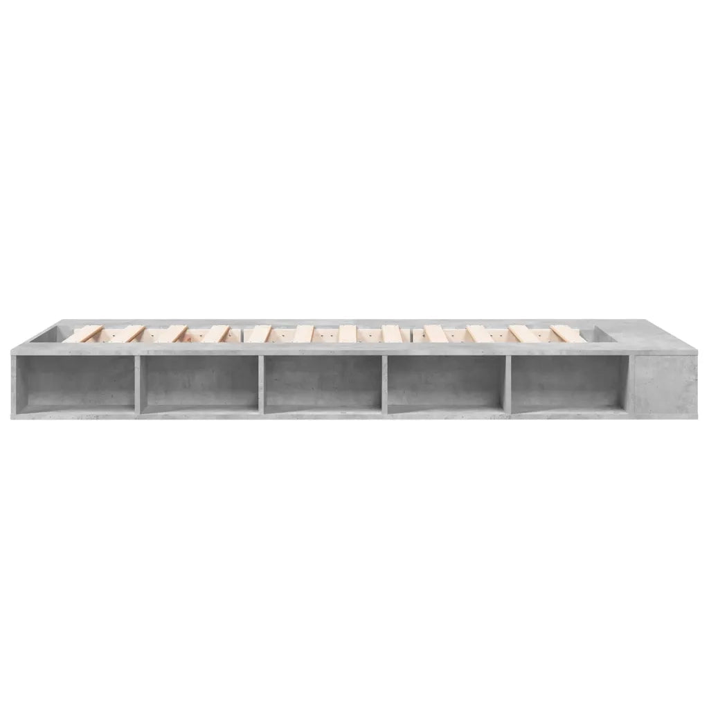 Letto singolo | Letto per adulti | Giroletto Grigio Cemento 90x190 cm in Legno Multistrato