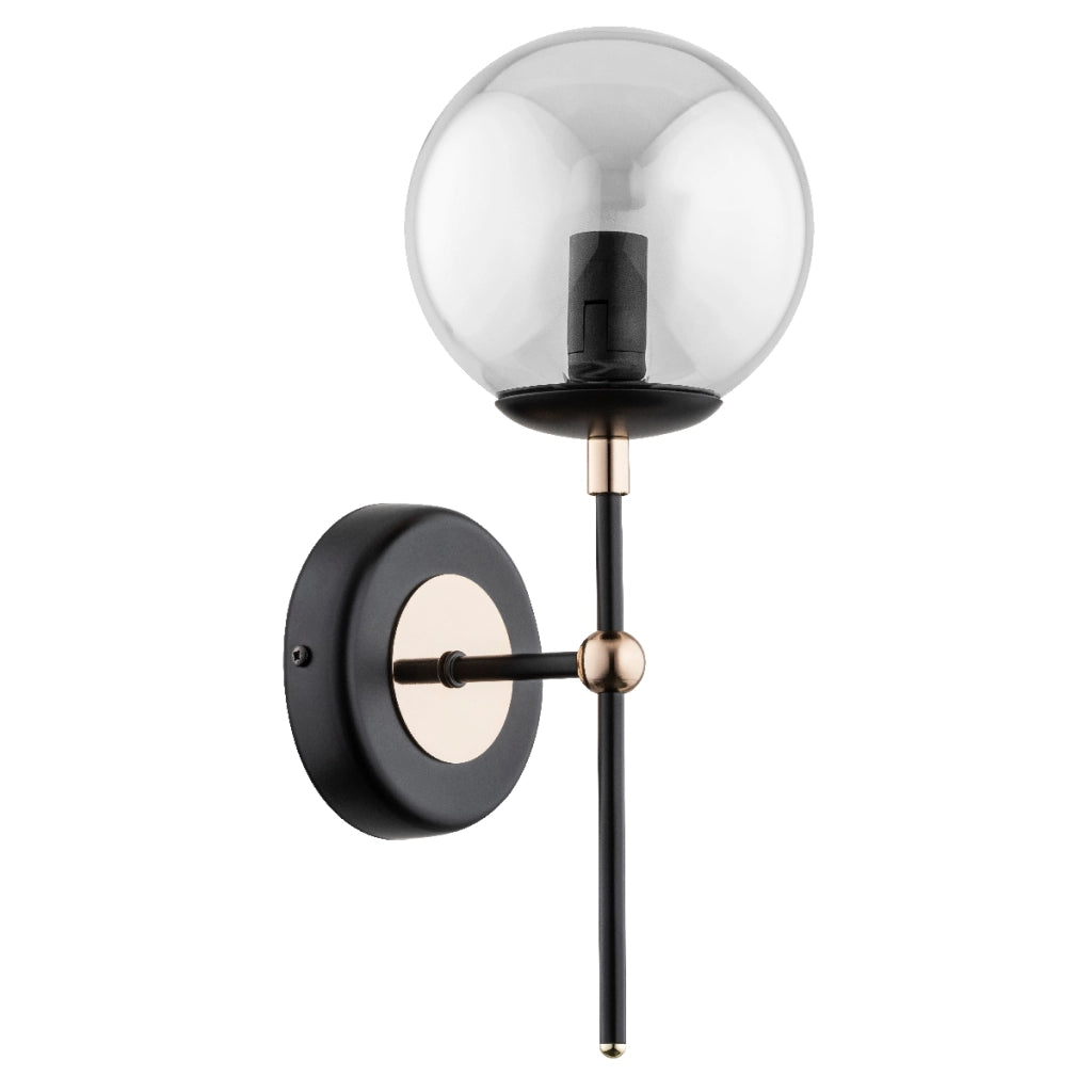 Applique DENAR Alfa nero-rame sfera vetro grafite 1xE14