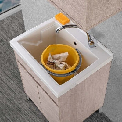 Vasca lavatoio 60x50 cm in ceramica bianca da installare da incasso