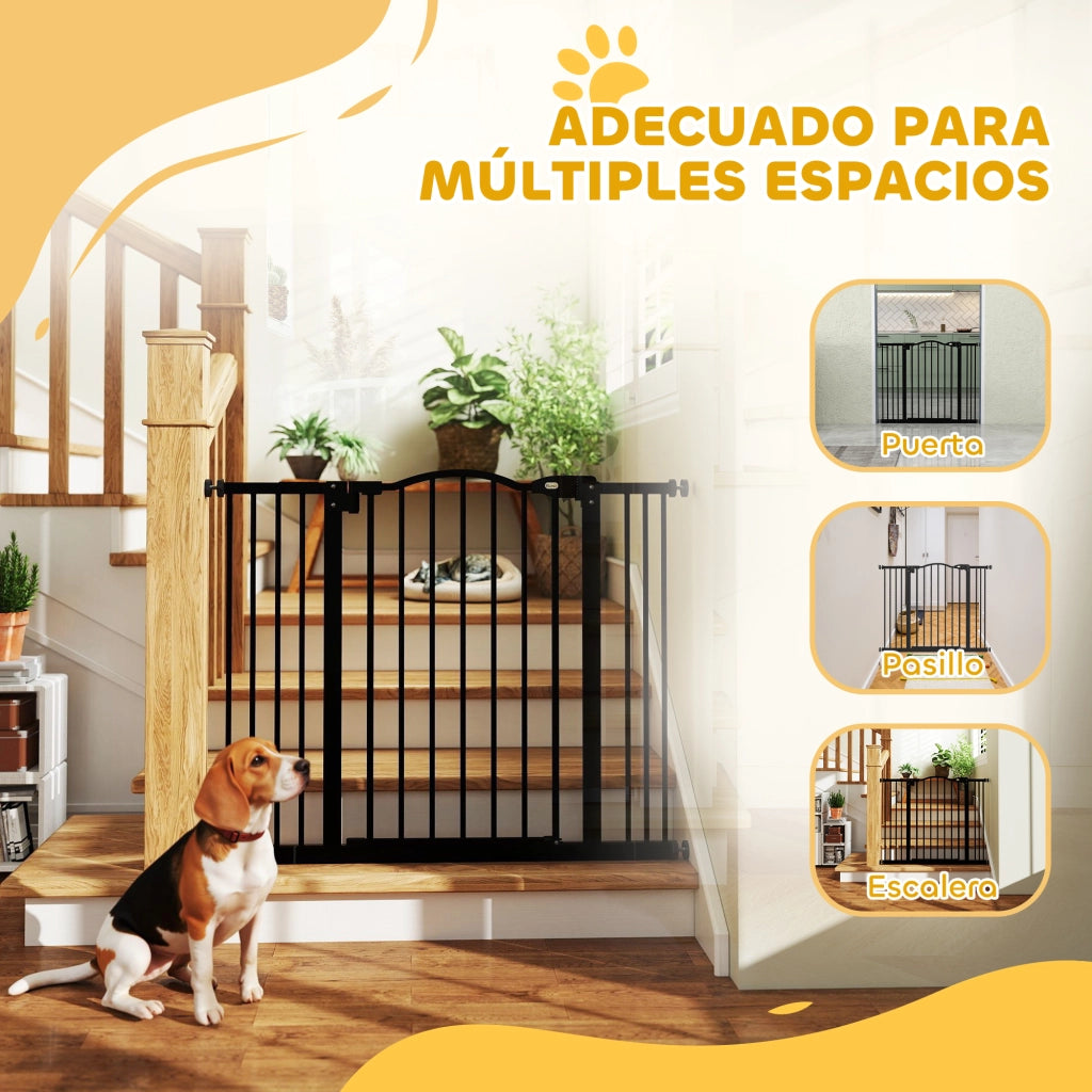 Barriera per Cani Regolabile 74-100 cm con 2 Estensioni ¨C Minimal ¨C Nero