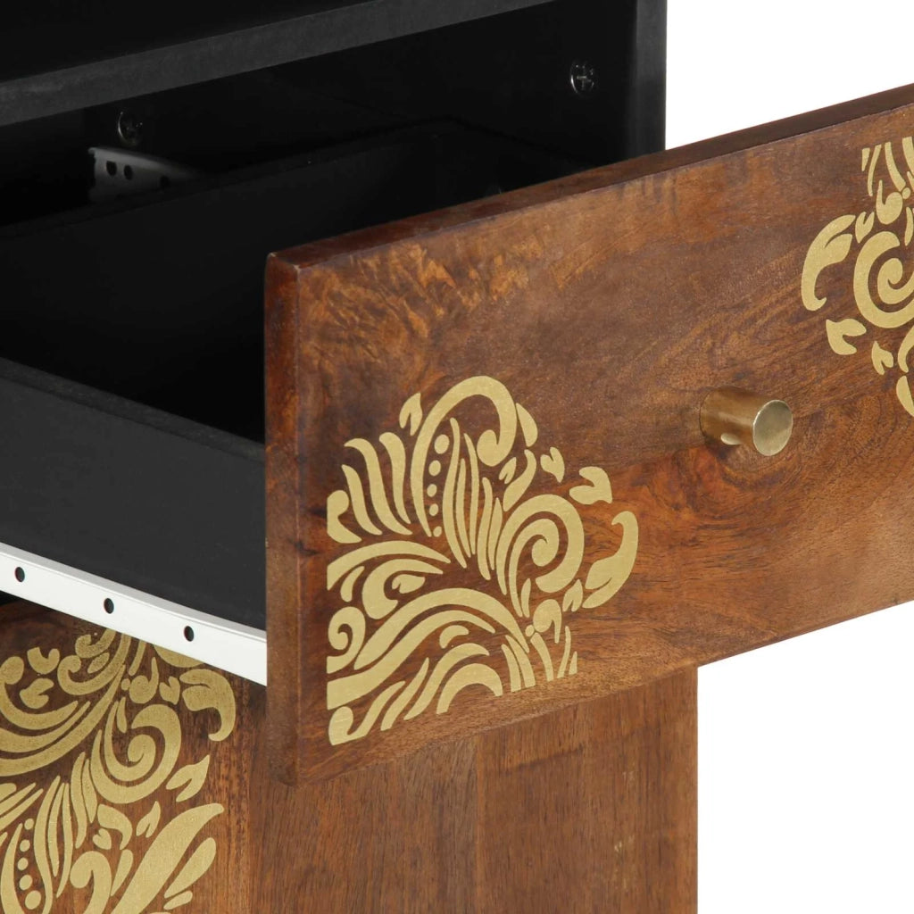 Mobile da Bagno con cassetto marrone ambrato 38 x 33 x 160 cm 4018758