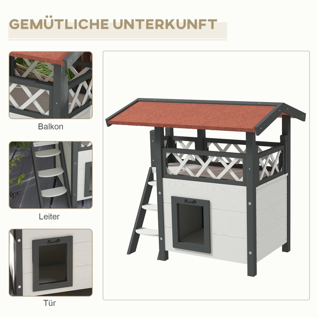 Cuccia per Gatti 2 Livelli ¨C Zephmum ¨C Bianco Rosso