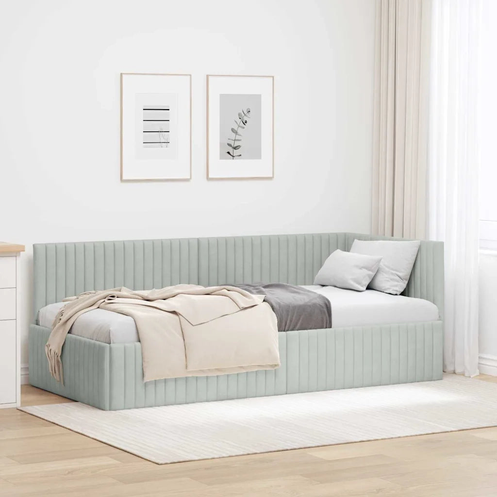 Cornice del letto ad angolo Grigio chiaro 90 cm x 190 cm 42016256