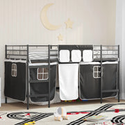 Struttura del Letto Loft per Bambini con Tendine-Giroletto per bambini Nero 505848