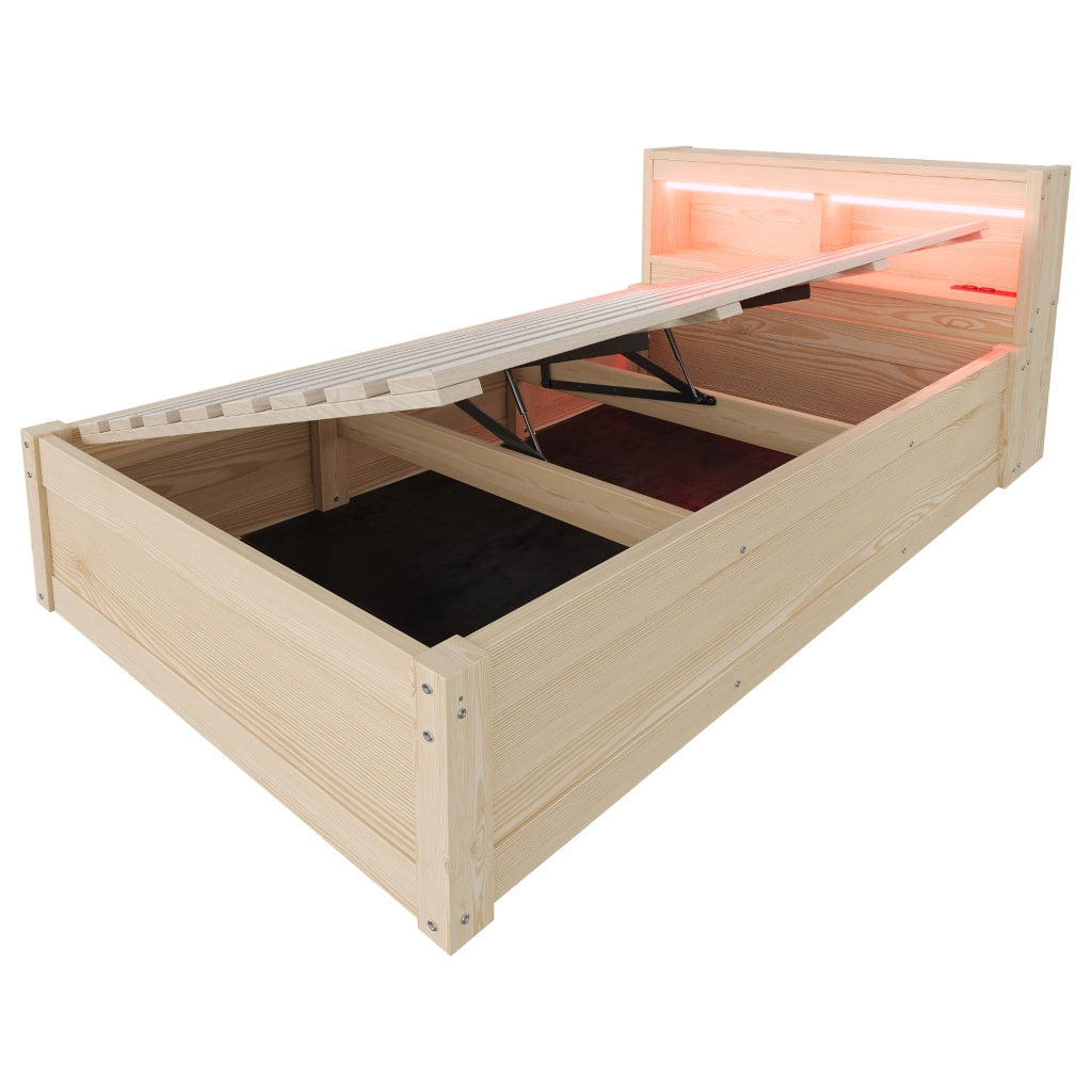 LETTO Multifunzione 90x200 cm Legno con presa e LED
