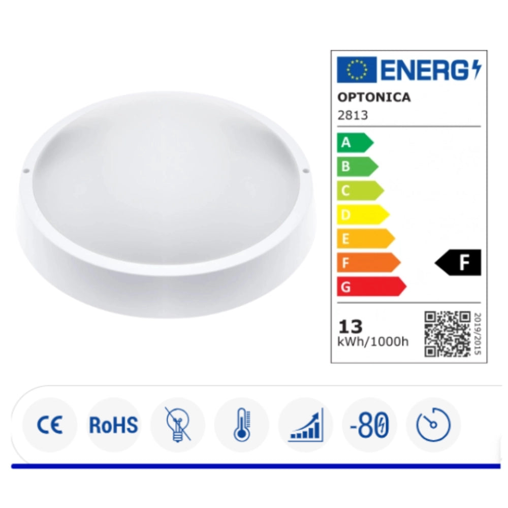 Plafoniera led da soffitto 13 watt rotonda impermeabile ip65 1050 lumen bianco