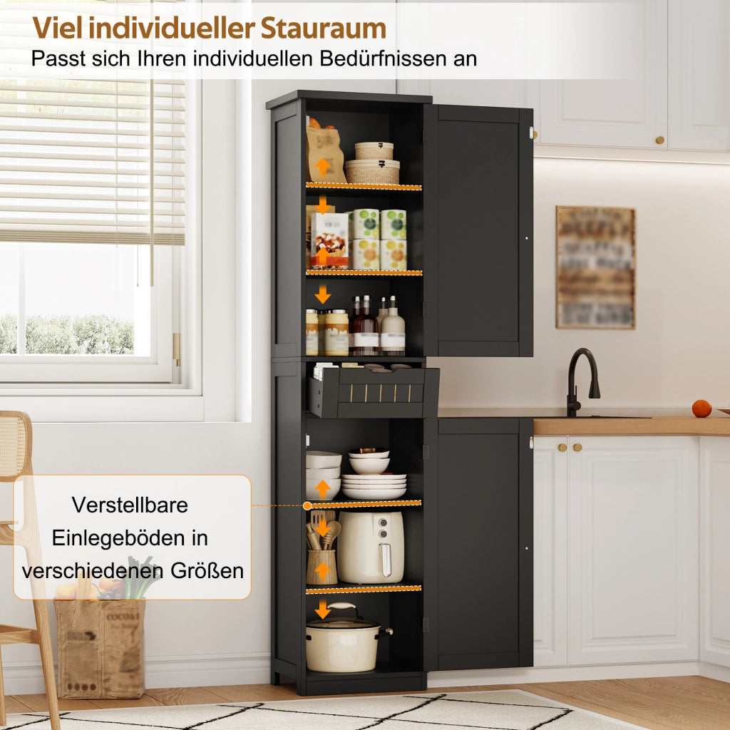 ARMADIO DA CUCINA 170x40x30 cm MDF Nero con 4 ripiani regolabili