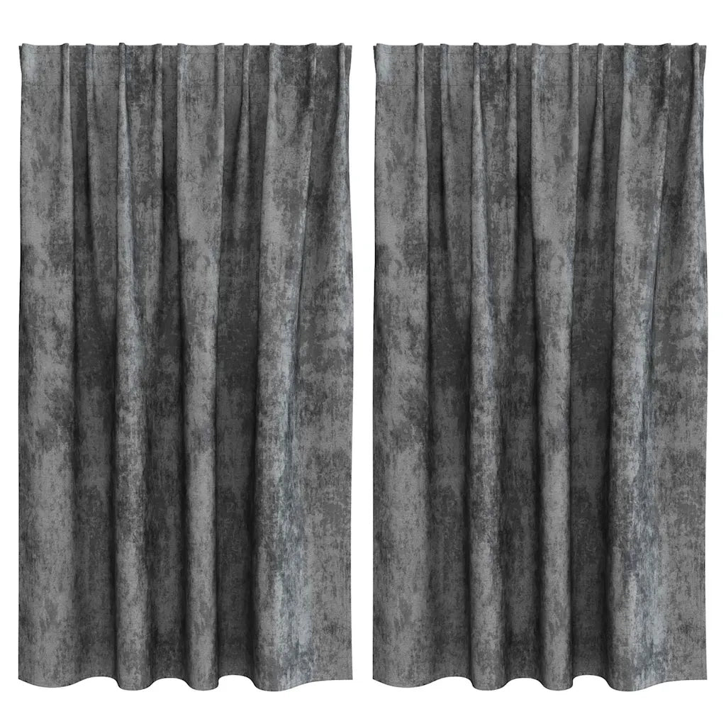 Tende in Velluto con tende 2 pcs Grigio 140 x 140 cm Velluto 4107688