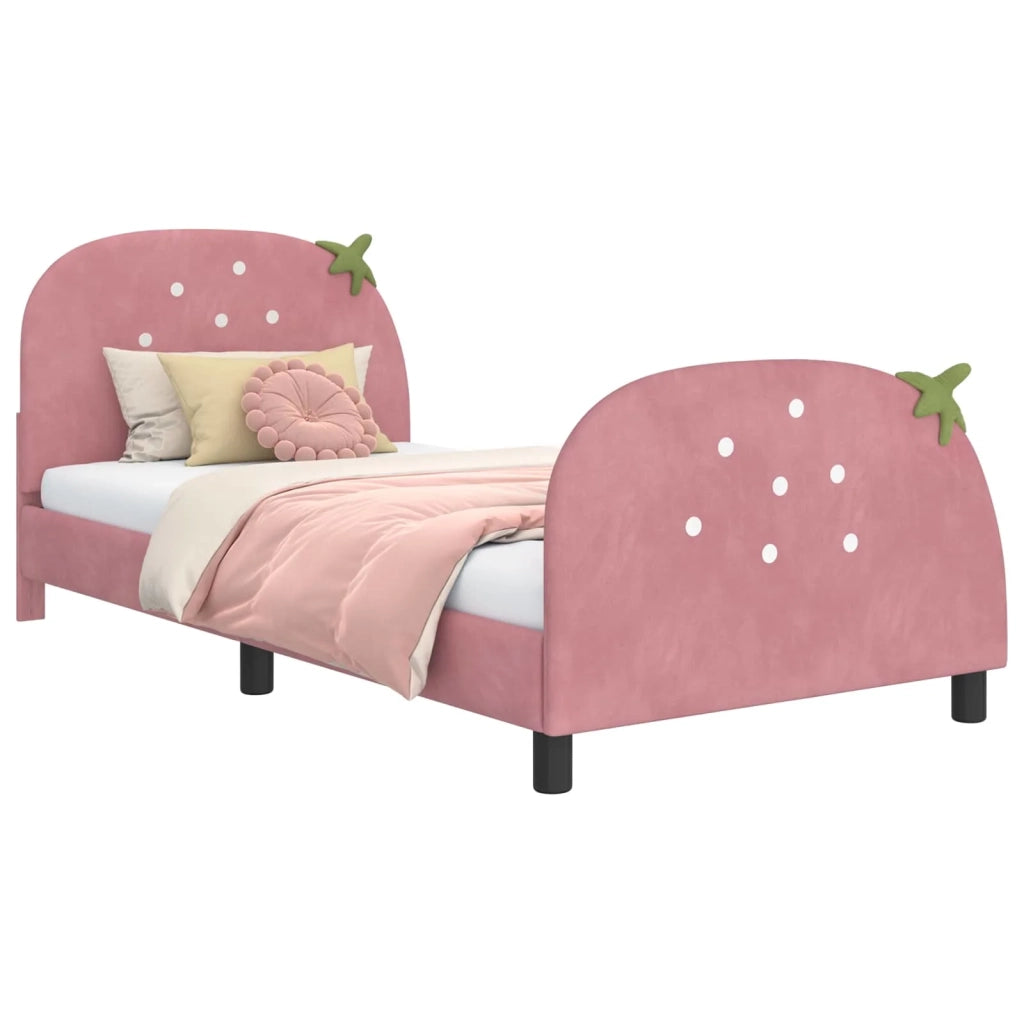 Struttura letto bambini con testata-Giroletto per bambini Rosa 80 x 200 cm Velluto 644821