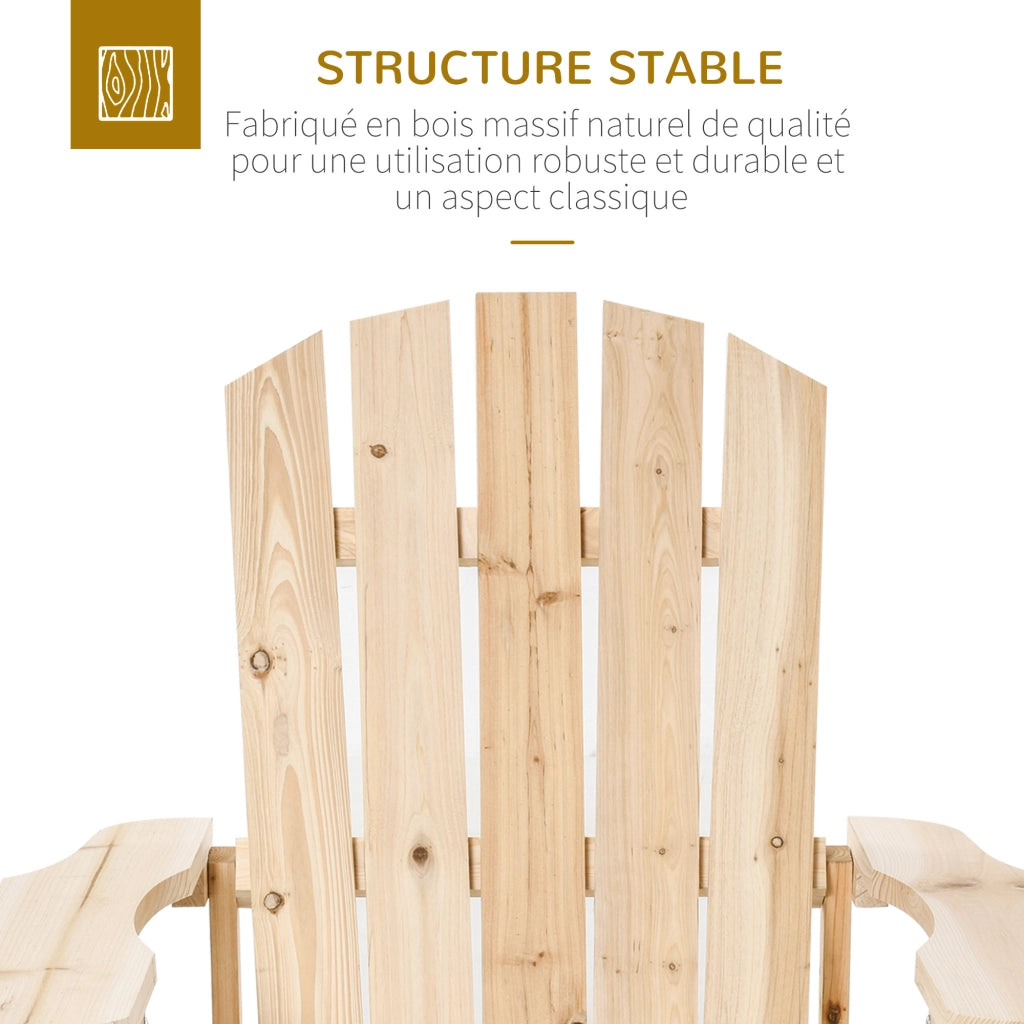 Poltrona Adirondack da Giardino ¨C Xylo ¨C Legno Massello Abete Naturale 78x89x88 cm