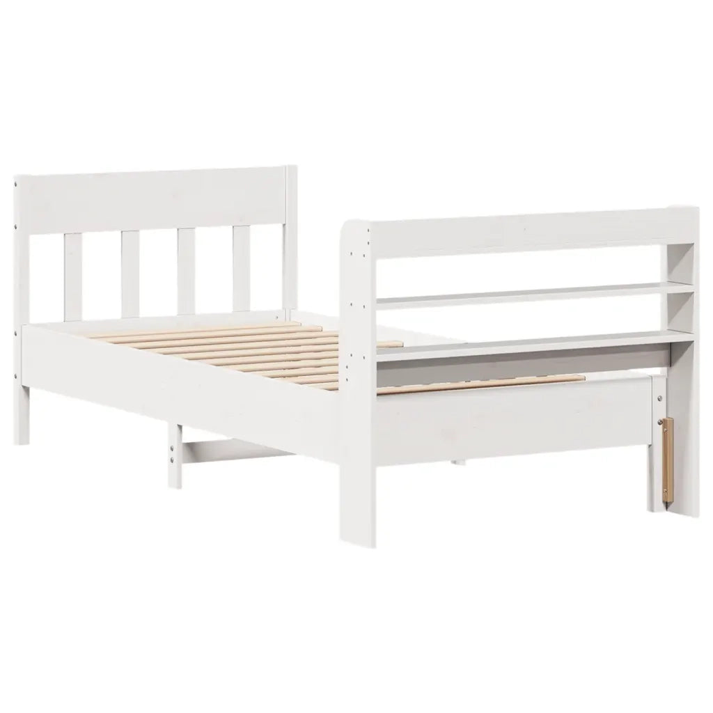 Letto senza Materasso-Struttura Letto Bianco 75x190 in Legno Massello di Pino 285744