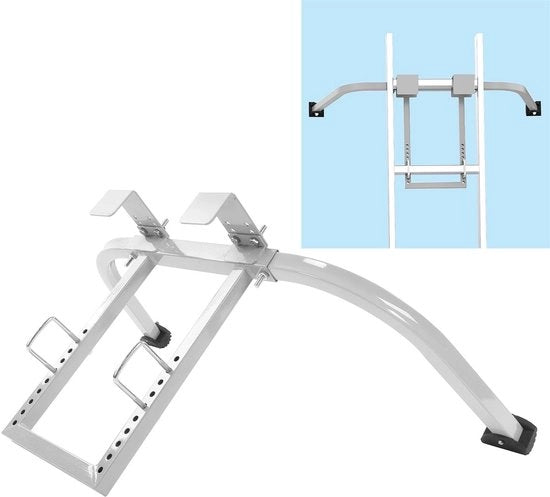 Sistema di Stabilizzazione per Scale - Piattaforma Adattabile - Superficie Antiscivolo - Set di Supporti per Tetti - Maniglia di Sicurezza - Adatto per Condotti di Scarico - Sostegno per Scale