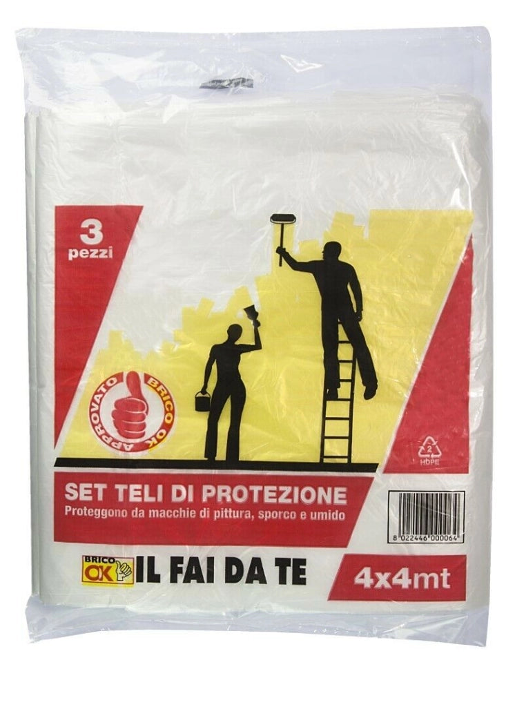 Set 3 Teli Di Protezione 4X4 Mt.Brico Ok - Pennellificio 2000