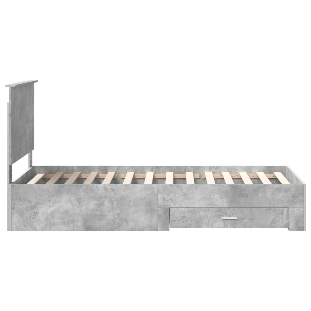 Letto singolo | Letto per adulti | Struttura del letto con testiera Grigio cemento 90 x 200 cm