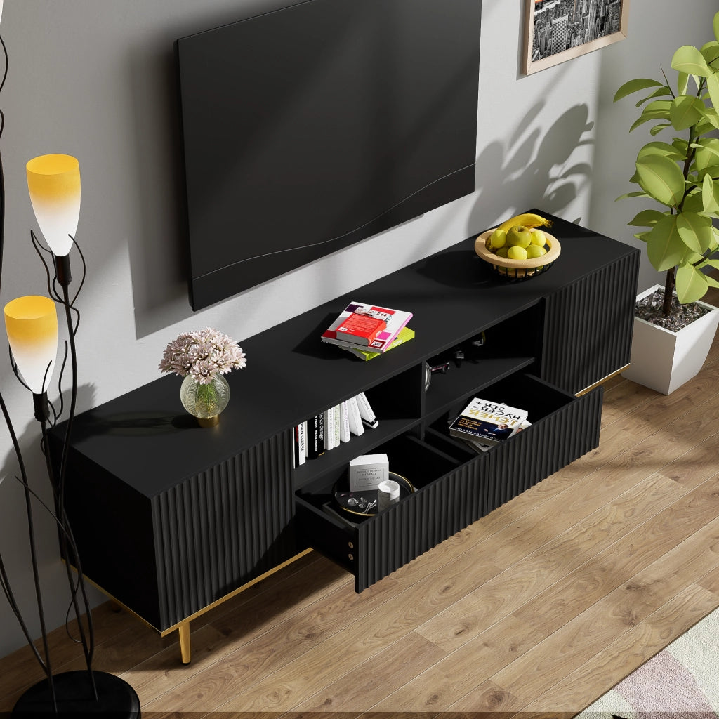 Mobile TV con Piedini e Bordo Dorati ¨C MINIMAL ¨C Legno, Design Moderno