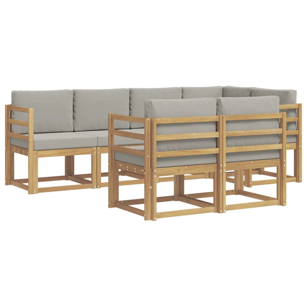 Set di divani da esterno 7 pz Bianco e Grigio Chiaro 3387755