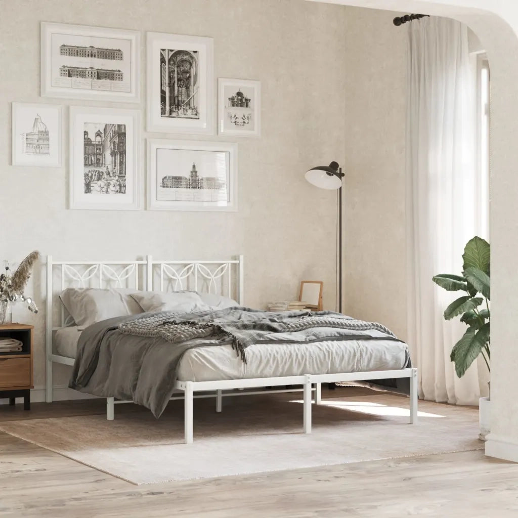 Giroletto con Testiera Metallo Bianco 140x190 cm 376177