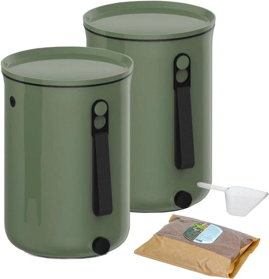 Set di avvio Bokashi Organko 2 (96 l) per rifiuti domestici e compost - 2 pezzi con attivatore di fermentazione 2 kg (beige)