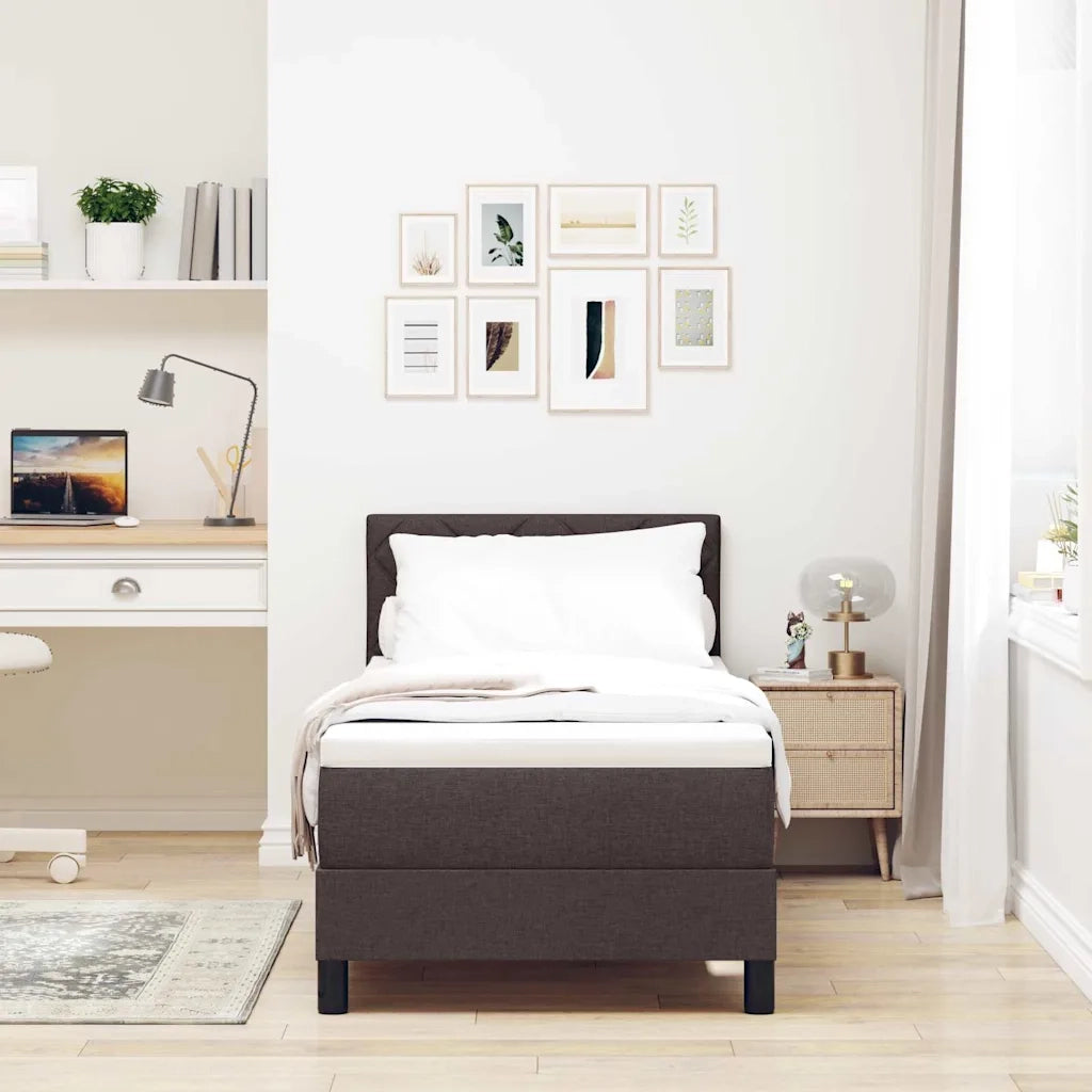 Letto a molle con materasso Marrone Scuro 80 x 200 cm Tessuto 3342243