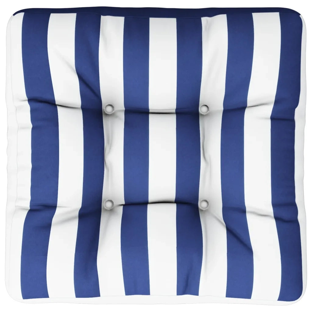 Cuscino per Pallet Strisce Bianche e Blu 50x50x12 cm in Tessuto 360440