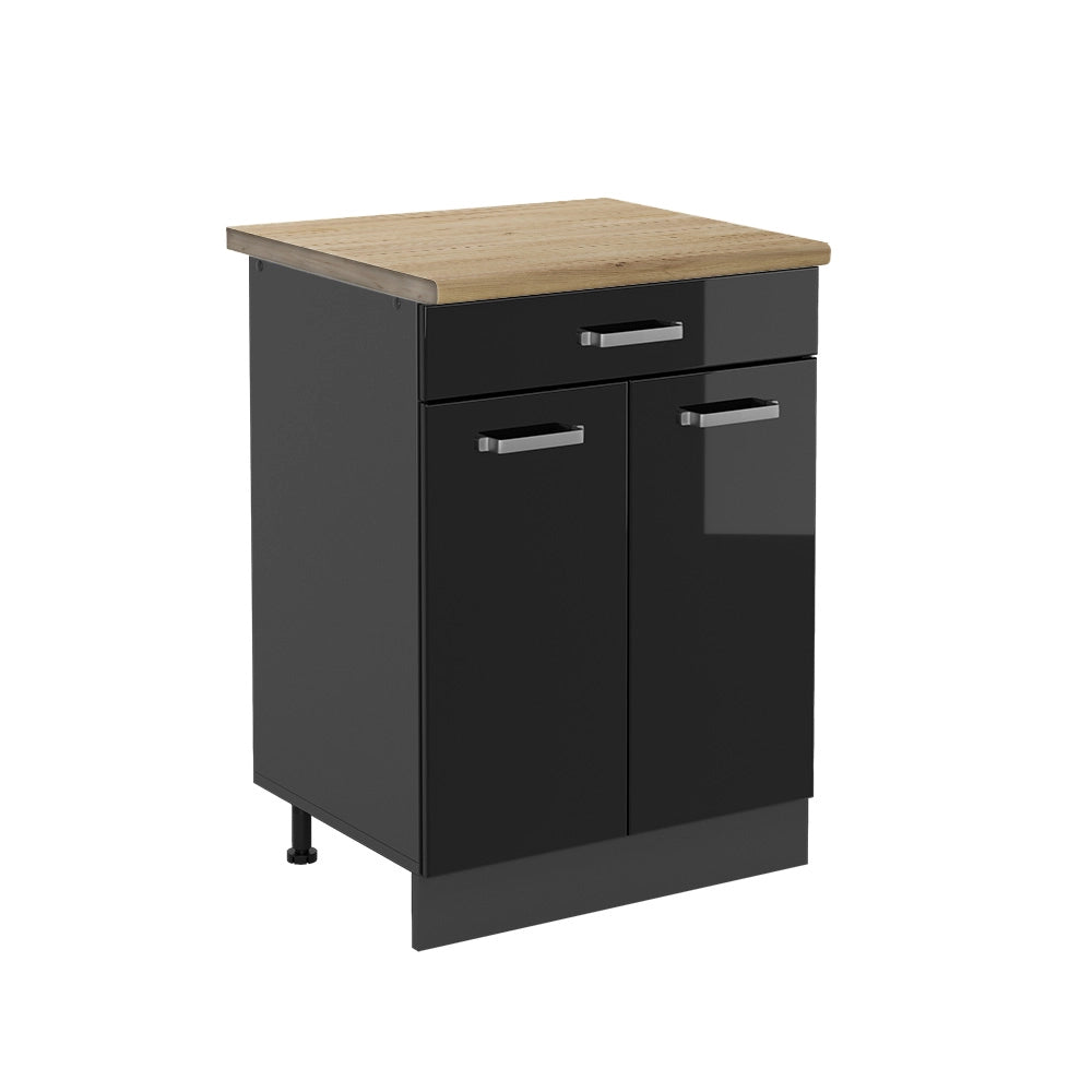 Vicco Base da cucina Nero lucido 60 cm , AP Oak
