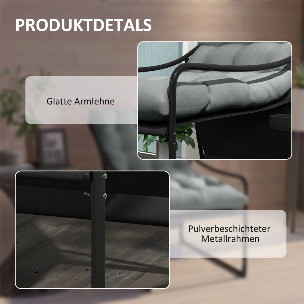 Divano da esterno imbottito ¨C Minimal ¨C Grigio/Nero 62x110x88 cm