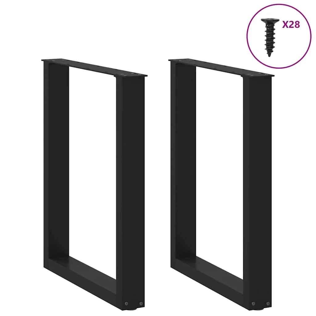 Set di 2 gambe regolabili per tavolo da pranzo a forma di U 70 x 72-73 cm design moderno acciaio nero 02_0057424