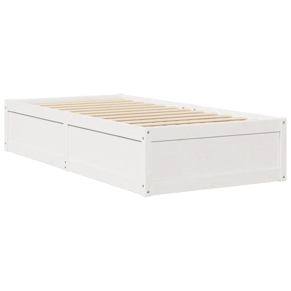 Letto senza Materasso-Struttura Letto Bianco 75x190 in Legno Massello di Pino 834946