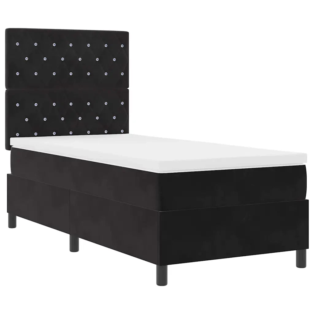 Letto a molle con materasso Nero 90 x 200 cm Velluto 3343222