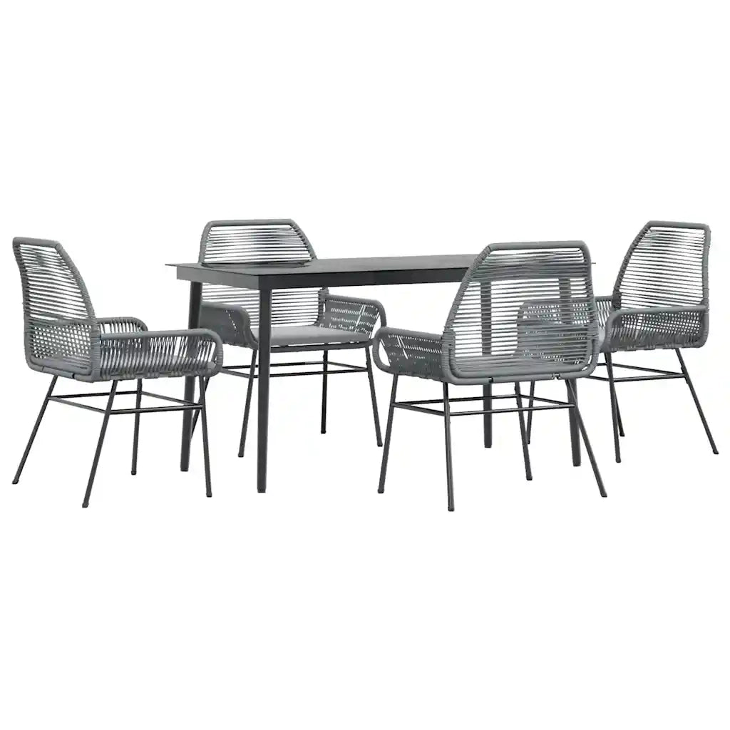 Set da Pranzo da Giardino 5 pz con Cuscini Polyrattan Vetro 3334480