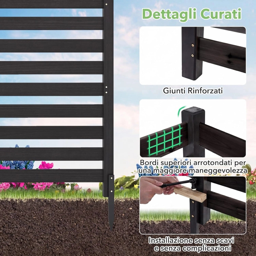 Recinzione da Giardino in Legno Massello, Schermo per Privacy da Esterno Regolabile, Pannelli Privacy da Giardino per Condizionatore e Bidoni della Spazzatura e Divisorio di Spazio (Nero)