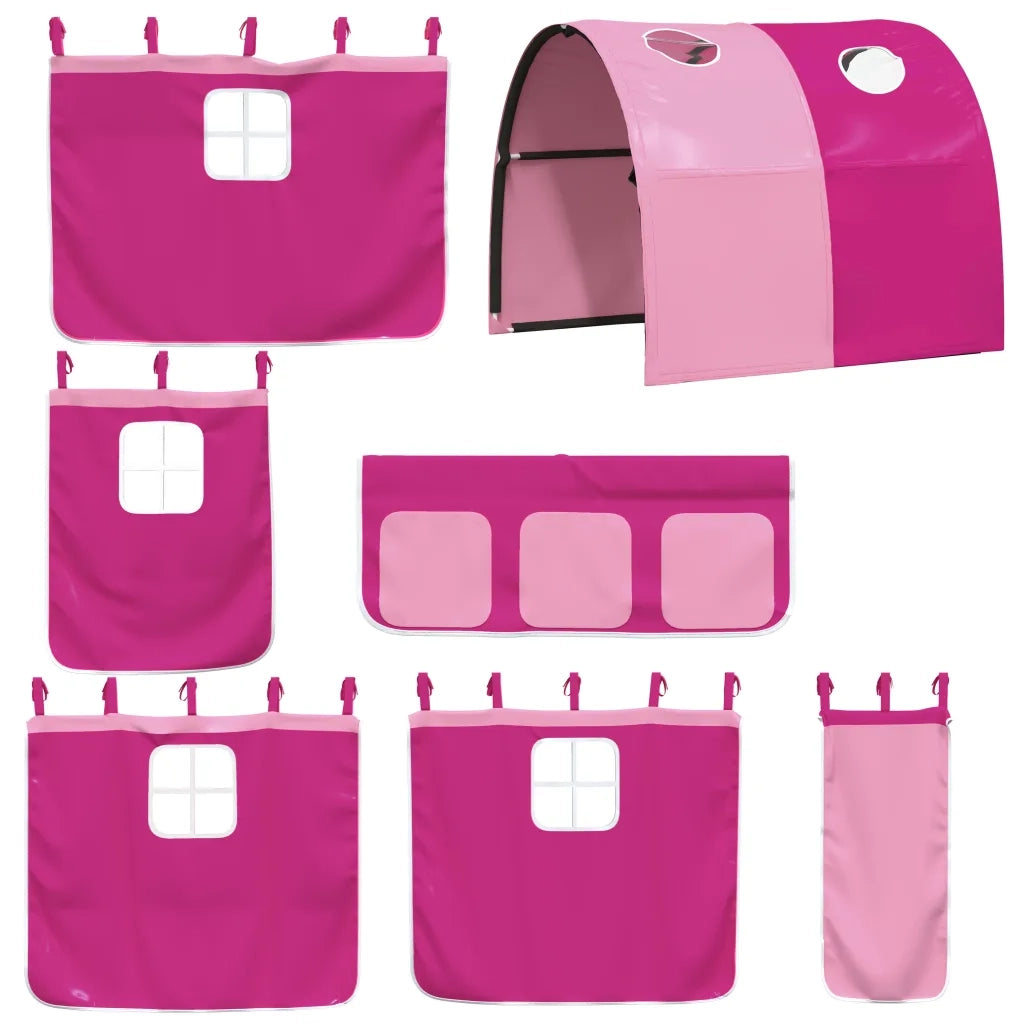 Letto a Soppalco con Tunnel Bambini Rosa 80x200cm Massello Pino 3206984