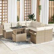 Set Divano da Giardino 9 pcs Beige Rattan in Polipropilene 3356994