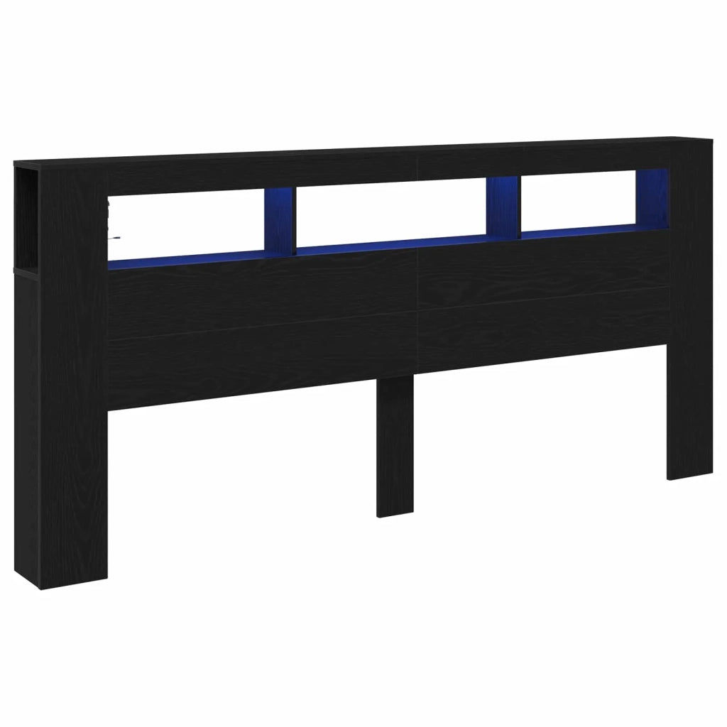 Testiera | Testata LED con lo scaffale Rovere Nero 220 x 18,5 x 103,5 cm