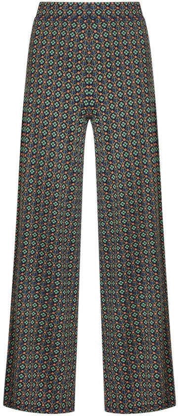 Palazzobroek con comfort estensibile - Tessuto jersey - Stampato grafico - Alta vita - Cintura elastica larga - Silhouette elegante - Pantaloni con vita lunga