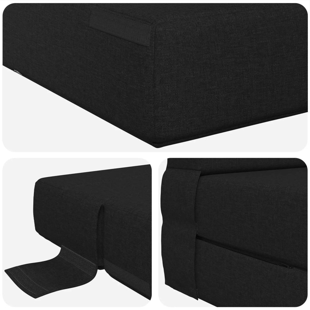 Divano letto | Sof¨¤ letto | Letto singolo Pieghevole Nero 152 x 86,5 x 60 cm Tessuto