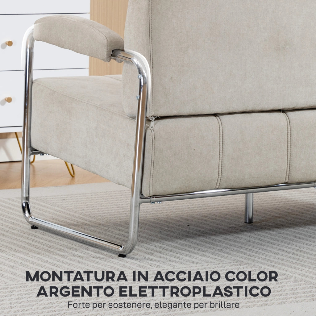 Divano 2 Posti Moderno Tessuto Beige ¨C Minimal ¨C 120x73x76 cm