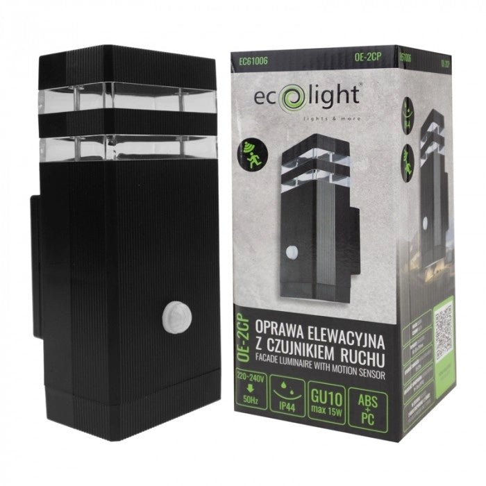 Applique esterna PIR nera GU10 IP44 Ecolight OE-2CP