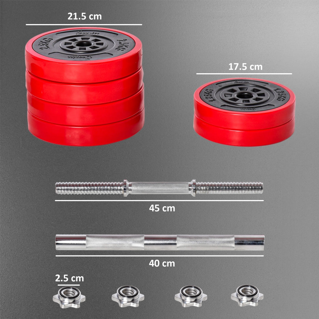Set manubri 2 in 1 da 30 kg ¨C Minimal ¨C Rosso e nero
