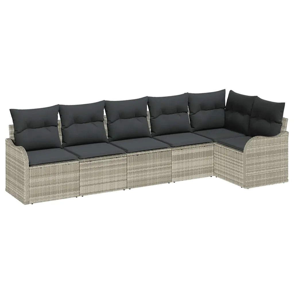 Set Divano da Giardino 6 pcs Grigio chiaro polyrattan 3354391