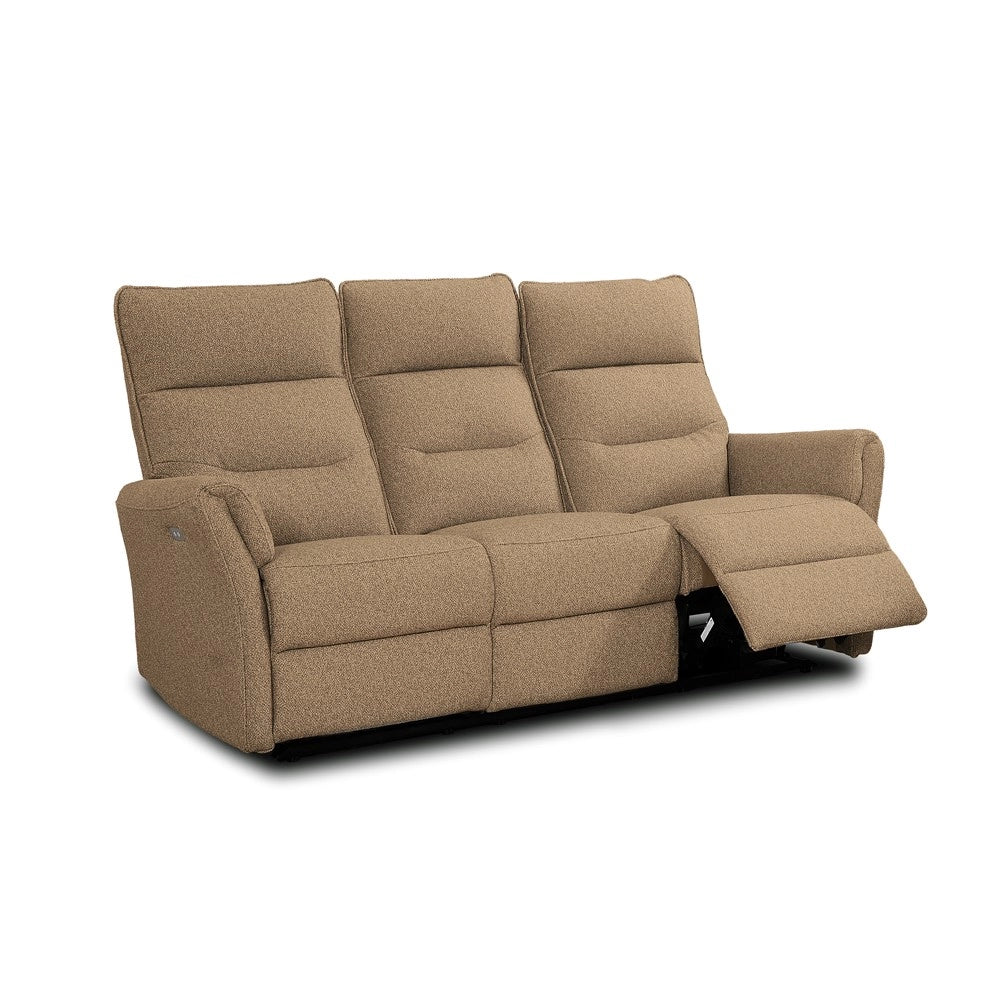 Divano recliner Softwave 3 posti elettrico in tessuto camel 186 cm
