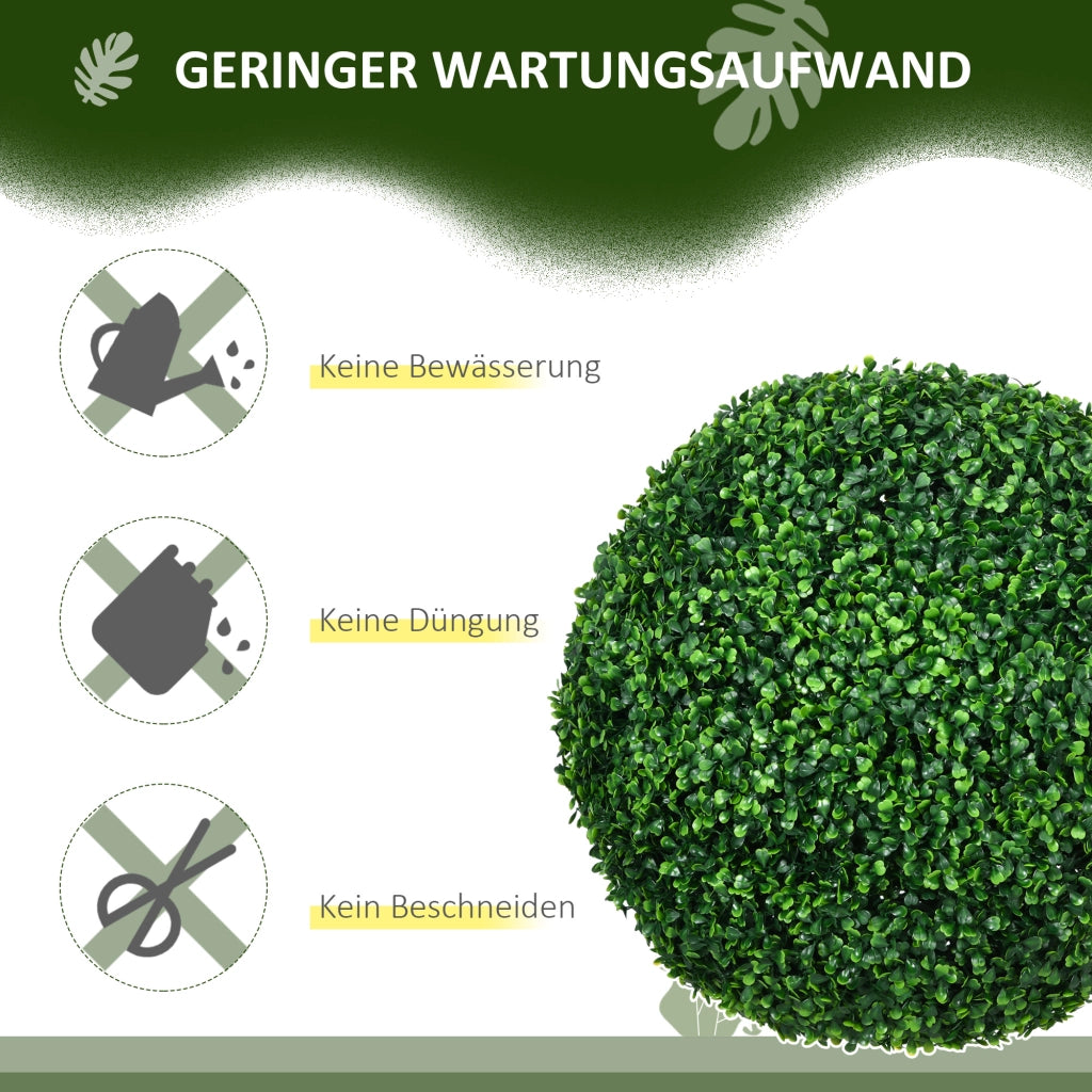 Set 2 Pezzi Piante Artificiali Bosso - Xylo - Sfera Verde per Interno ed Esterno con Protezione UV