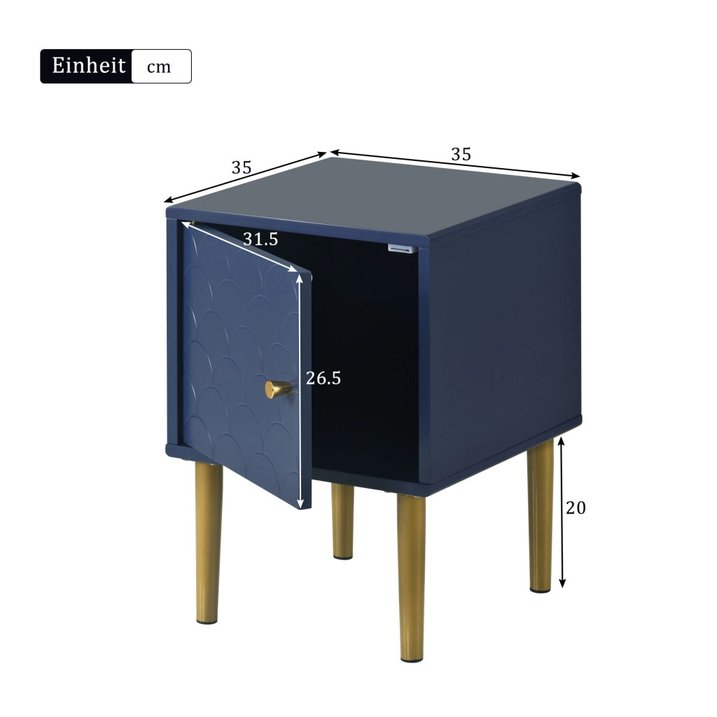 COMODINO 35x35x51 cm Marineblau in legno e metallo